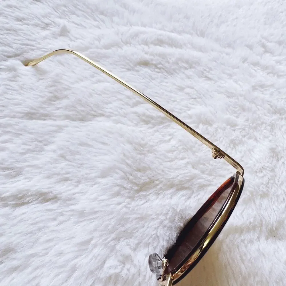 Dean Tortoise Brown w/ Gold Rims Round Sunglasses